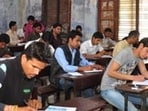 Students-write-an-exam-at-the-DAV-PG-College-in-Dehradun-on-Thursday-Kuldeep-Rana-HT-Photo