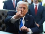 President Donald Trump speaks during an event in the Oval Office of the White House