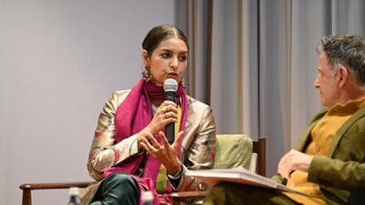 British-American author Jhumpa Lahiri in conversation with Andrea Anastasio, director of the Italian Cultural Institute, and Italian translator Gioia Guerzoni (not in the picture) at the Italian Embassy Cultural Centre in New Delhi on Friday. (Sanchit Khanna/HT Photo) British-American author Jhumpa Lahiri in conversation with Andrea Anastasio, director of the Italian Cultural Institute, and Italian translator Gioia Guerzoni (not in the picture) at the Italian Embassy Cultural Centre in New Delhi on Friday. (Sanchit Khanna/HT Photo)
