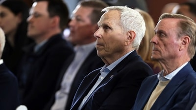 The newly released Epstein files reveal email exchanges with New York Giants chairman Steve Tisch discussing women with Jeffrey Epstein. (AP Photo/Adam Hunger) (AP) The newly released Epstein files reveal email exchanges with New York Giants chairman Steve Tisch discussing women with Jeffrey Epstein. (AP Photo/Adam Hunger) (AP)