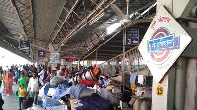 Pune, India - Jan. 13, 2020: Canteen material lying on platform number 3 at railway station in Pune, India, on Monday, January 13, 2020. (Photo by Pratham Gokhale/Hindustan Times) (Pratham Gokhale/HT Photo)