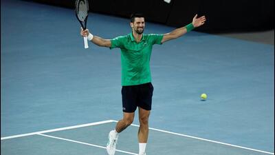 Serbia's Novak Djokovic celebrates winning his semi final match against Italy's Jannik Sinner. (REUTERS) Serbia's Novak Djokovic celebrates winning his semi final match against Italy's Jannik Sinner. (REUTERS)