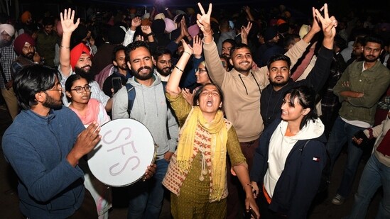 UP: Students in Varanasi celebrate SC's stay on new UGC regulation (representational image) (Ravi Kumar/HT Photo)