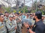 Experts from Pune-based RESQ Charitable Trust conducted hands-on sessions on leopard tracking, control measures, installation of cages and use of trap cameras. (HT PHOTO)