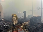With the fire accident, the issue of illegal filling up of wetlands and construction of unauthorised buildings in the area has taken a political turn.