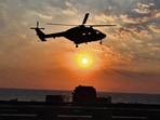 The snag related to the swashplate assembly in the navy and coast guard helicopters was detected after the fatal coast guard ALH crash at Porbandar in Gujarat on January 5, 2025 in which two pilots and an aircrew driver were kille (HT Photo)