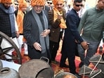 Vice President CP Radhakrishnan along with Haryana CM Nayab Singh Saini during the mela’s inauguration. (Subhash Sharma/Hindustan Times)