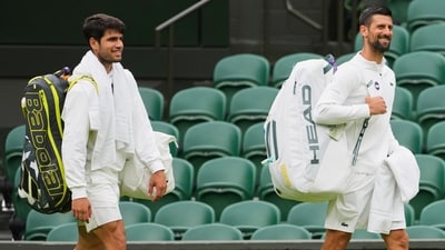 Novak Djokovic and Carlos Alcaraz meet in their third grand slam final. (AP) Novak Djokovic and Carlos Alcaraz meet in their third grand slam final. (AP)