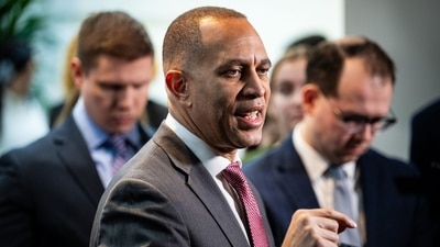 Representative Hakeem Jeffries speaks during a news conference at the US Capitol in Washington, DC (Bloomberg) Representative Hakeem Jeffries speaks during a news conference at the US Capitol in Washington, DC (Bloomberg)