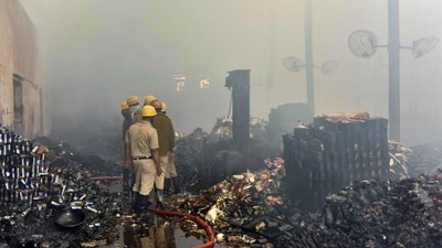With the fire accident, the issue of illegal filling up of wetlands and construction of unauthorised buildings in the area has taken a political turn. (PTI) With the fire accident, the issue of illegal filling up of wetlands and construction of unauthorised buildings in the area has taken a political turn. (PTI)