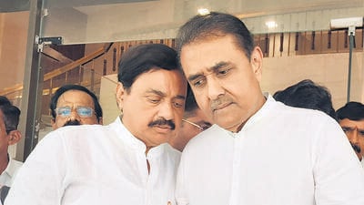 Mumbai, India - Jan. 31, 2026: NCP leader Sunil Tatkare interacts Praful Patel after Sunetra Pawar was elected as new chief of NCP legislative party at Vidhan bhavan in Mumbai, India, on Saturday, January 31, 2026. (Photo by Anshuman Poyrekar/Hindustan Times) (Anshuman Poyrekar/HT Photo) Mumbai, India - Jan. 31, 2026: NCP leader Sunil Tatkare interacts Praful Patel after Sunetra Pawar was elected as new chief of NCP legislative party at Vidhan bhavan in Mumbai, India, on Saturday, January 31, 2026. (Photo by Anshuman Poyrekar/Hindustan Times) (Anshuman Poyrekar/HT Photo)