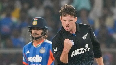 For New Zealand, Lockie Ferguson took two wickets. (PTI) For New Zealand, Lockie Ferguson took two wickets. (PTI)