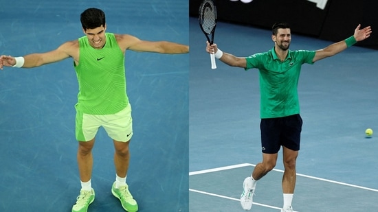 Carlos Alcaraz and Novak Djokovic. (AP/PTI)