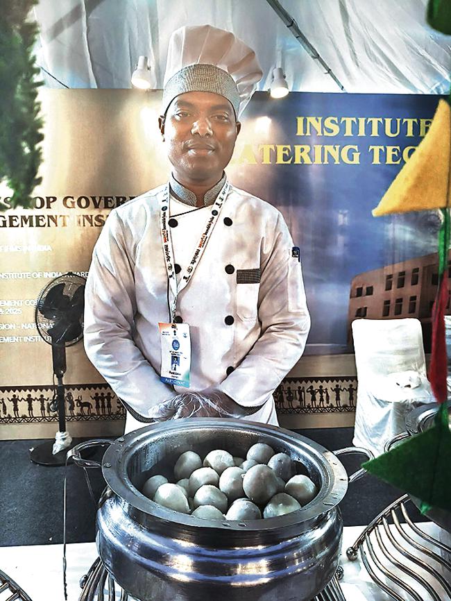 Chef Punit Xalxo at the Jharkhand food stall. Chef Punit Xalxo at the Jharkhand food stall.