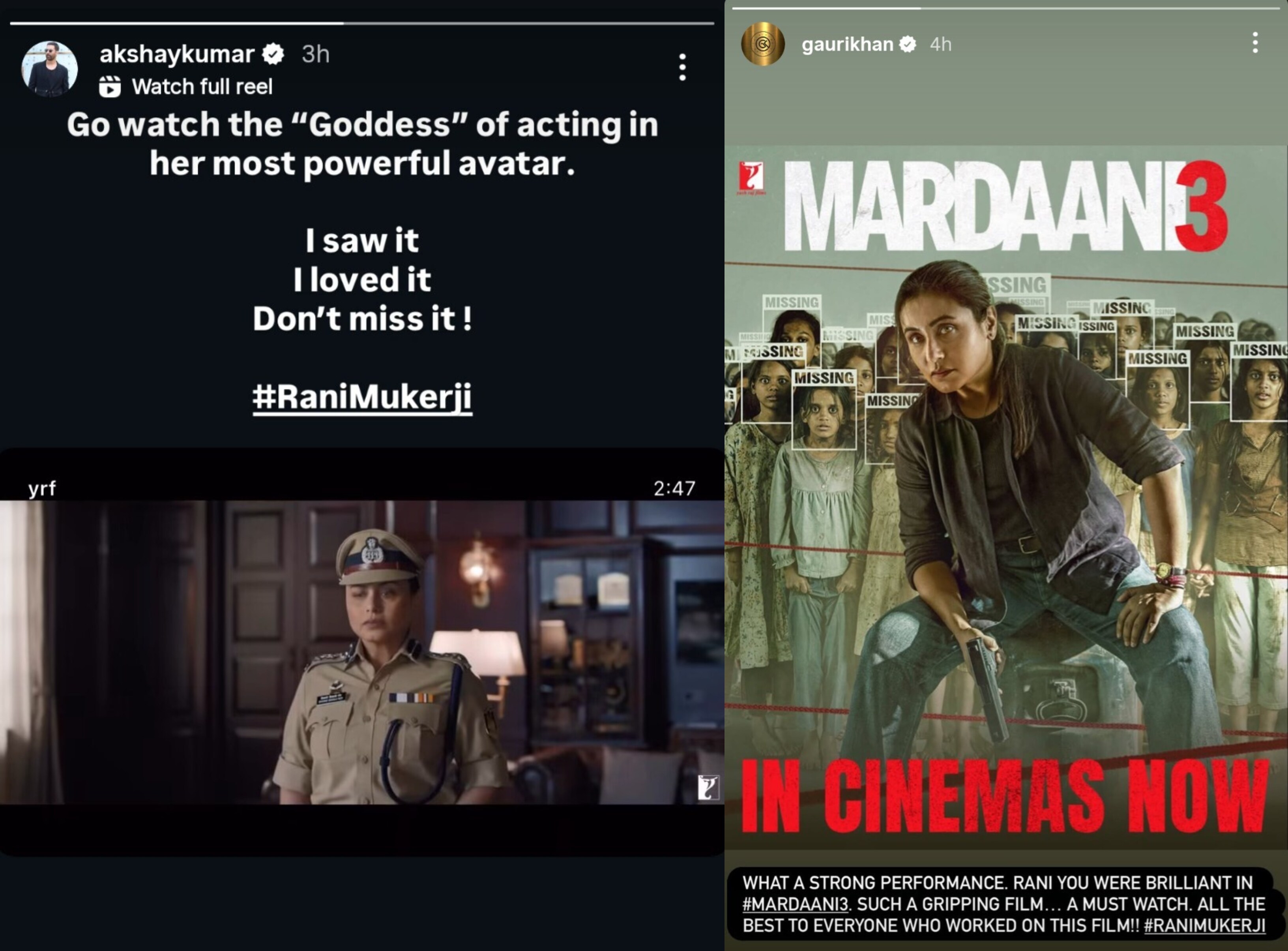 Akshay Kumar and Gauri Khan review Mardaani 3