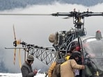 The video shared by Indian Air Force on X showed the woman being carried on a stretcher to the Cheetah helicopter amid heavy snowfall. Visuals also showed the helipad shrouded with snow.