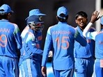 Indian players celebrate during their match against Pakistan. (ICC)