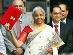 Union Finance Minister Nirmala Sitharaman with Union Minister of State for Finance Pankaj Chaudhary and other officials, ahead of the presentation of the ‘Union Budget 2025-26’, in New Delhi. Feb 1, 2025.