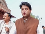 Union Minister Jyotiraditya Scindia, after the presentation of the 'Union Budget 2026-27', at the Parliament premises in New Delhi, on Sunday.