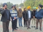 SGPC staffers along with its lawyers at commissioner of police office in Amritsar on Saturday. (HT) SGPC staffers along with its lawyers at commissioner of police office in Amritsar on Saturday. (HT)