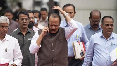 Mumbai, India - March 15, 2023: Leader of the Opposition Ajit Pawar step in at Vidhan Bhavan during Budget session in Mumbai, India, on Wednesday, March 15, 2023. (Photo by Satish Bate/ Hindustan Times) (Hindustan Times)
