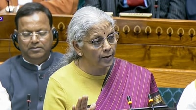Finance Minister Nirmala Sitharaman presents the 'Union Budget 2026-27' in the Lok Sabha, in New Delhi, Sunday, Feb. 1, 2026. (Sansad TV via PTI Photo) (Sansad TV) Finance Minister Nirmala Sitharaman presents the 'Union Budget 2026-27' in the Lok Sabha, in New Delhi, Sunday, Feb. 1, 2026. (Sansad TV via PTI Photo) (Sansad TV)