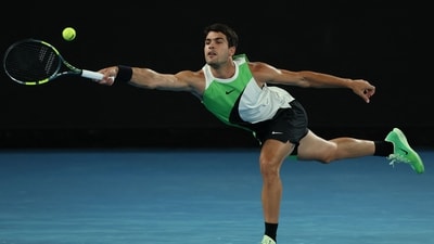 Carlos Alcaraz won the second set 6-2 to make a come back. (AFP) Carlos Alcaraz won the second set 6-2 to make a come back. (AFP)