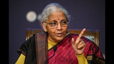 Union finance minister Nirmala Sitharaman during a news conference in New Delhi. (Bloomberg) Union finance minister Nirmala Sitharaman during a news conference in New Delhi. (Bloomberg)