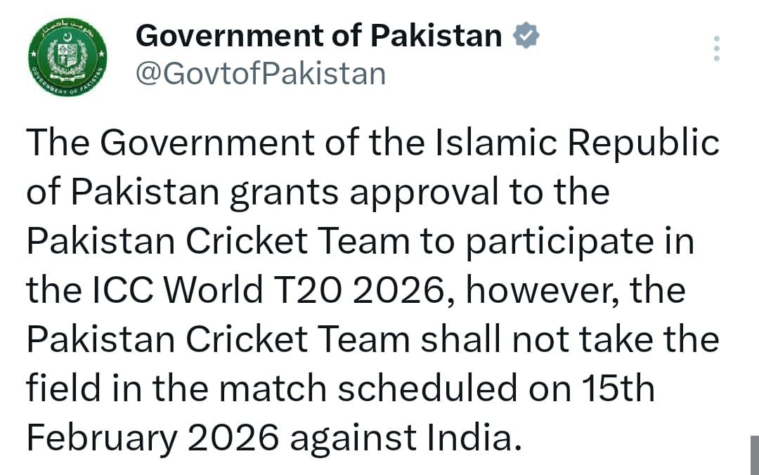 Pakistan not to play against India (X ) Pakistan not to play against India (X )