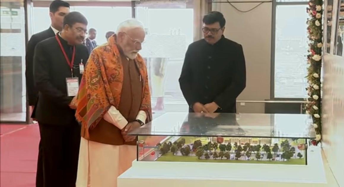 PM Modi at the airport in Adampur near Jalandhar, where he named it after Guru Ravidass, and also remotely inaugurated a new terminal of the airport at Halwara near Ludhiana. (HT Photo) PM Modi at the airport in Adampur near Jalandhar, where he named it after Guru Ravidass, and also remotely inaugurated a new terminal of the airport at Halwara near Ludhiana. (HT Photo)
