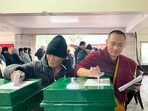 Exiled Tibetans vote in Dharamshala. (HT)