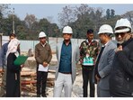 Uttarakhand Housing Secretary Dr R. Rajesh Kumar, during a review of HRDA projects in Haridwar on Friday. He later inspected construction progress at the proposed Unity Mall site.