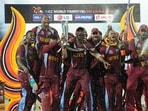West Indies team with the T20 World Cup 2012 trophy