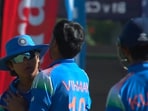 Vaibhav Suryavanshi has to be held back by Vihaan Malhotra.
