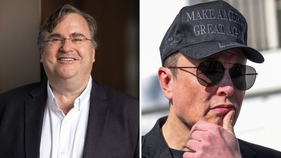 LinkedIn co-founder Reid Hoffman and Tesla founder Elon Musk. (Bloomberg, Reuters)