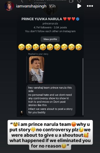 Vanshaj Singh leaked his chats with Prince Narula's team. Vanshaj Singh leaked his chats with Prince Narula's team.