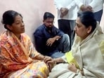 Maharashtra deputy chief minister Sunetra Pawar pays a condolence visit to the family of the late PSO Vidhit Jadhav, who was killed in the Baramati charter plane crash that also claimed the life of Maharashtra deputy chief minister Ajit Pawar, in Karad on Monday. (NCP MEDIA/ANI VIDEO GRAB)