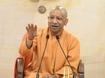 Uttar Pradesh chief minister Yogi Adityanath at a press conference in Lucknow on Monday. (Deepak Gupta/HT Photo)