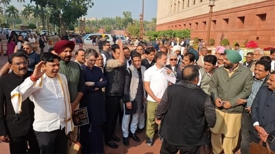 The MPs were suspended following an uproar in the House after LoP Rahul Gandhi sought to read an excerpt from a former army chief's unpublished memoir. (HT Photo) The MPs were suspended following an uproar in the House after LoP Rahul Gandhi sought to read an excerpt from a former army chief's unpublished memoir. (HT Photo)