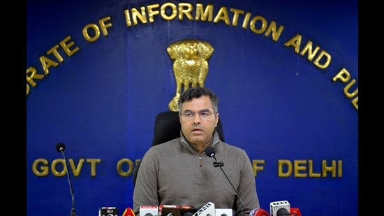 Delhi PWD minister Parvesh Verma. (RAJ K RAJ /HT PHOTO)
