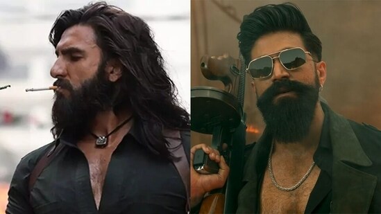 Ranveer Singh and Yash in stills from Dhurandhar and Toxic.