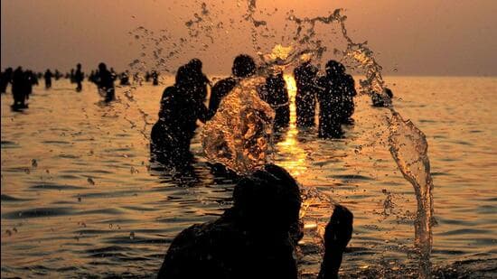 Hindu pilgrims take a holy dip in the Ganga. (AFP File)