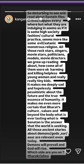 Kangana via Instagram Stories. Kangana via Instagram Stories.