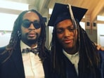 Lil Jon (L) with his son, DJ Young Slade. 