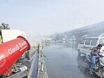 The move follows the government’s efforts to install mist spray systems along busy arterial roads such as Lodhi Road and near ITO (HT PHOTO)