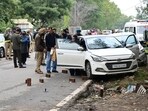 The spot where an undertrial was gunned down in broad daylight outside the Mohali SSP and DIG offices on January 28. (HT File)