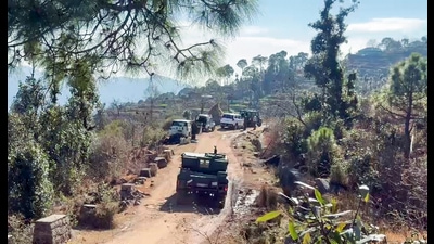 Security Forces conduct cordon and search operation in Jophar village, Ramnagar, in Udhampur on Wednesday. (ANI)
