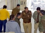 Uttar Pradesh Police investigate the deaths of three sisters who allegedly jumped from a window at Bharat City Society in the Tila Mod area on Wednesday, in Ghaziabad.
