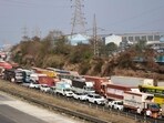 Navi Mumbai, India - Feb. 4, 2026:Traffic on the MumbaiÐPune Expressway remained severely disrupted for over 21 hours after a tanker carrying 20 tonnes of highly inflammable propylene gas overturned near the Adoshi Tunnel in the Khandala in Navi Mumbai, India, on Wednesday, February 4, 2026. (Photo by / HT PHOTO) (HT PHOTO)