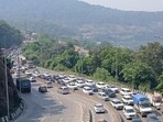 Navi Mumbai, India - Feb. 4, 2026:Traffic on the MumbaiÐPune Expressway remained severely disrupted for over 21 hours after a tanker carrying 20 tonnes of highly inflammable propylene gas overturned near the Adoshi Tunnel in the Khandala in Navi Mumbai, India, on Wednesday, February 4, 2026. (Photo by / HT PHOTO) (HT PHOTO)